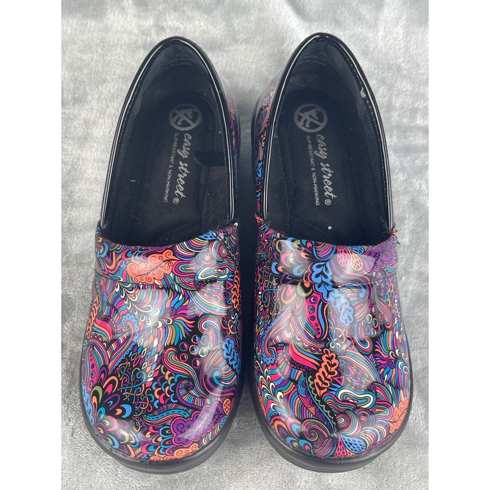 Easy Street Laurie Clogs Womens 5.5 Multi-Color Excellent Paisley Slip Resistant - Picture 3 of 8